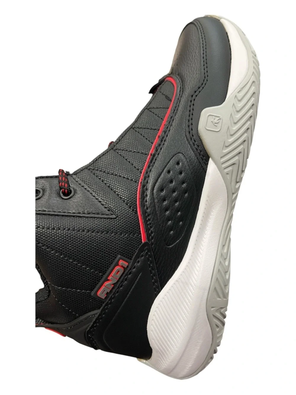 And1 Black Basketball Shoes with Red Trim and White Soles